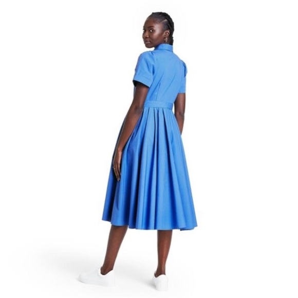 Alexis for Target plus size blue shirt dress with circle skirt and pockets - Picture 9 of 10